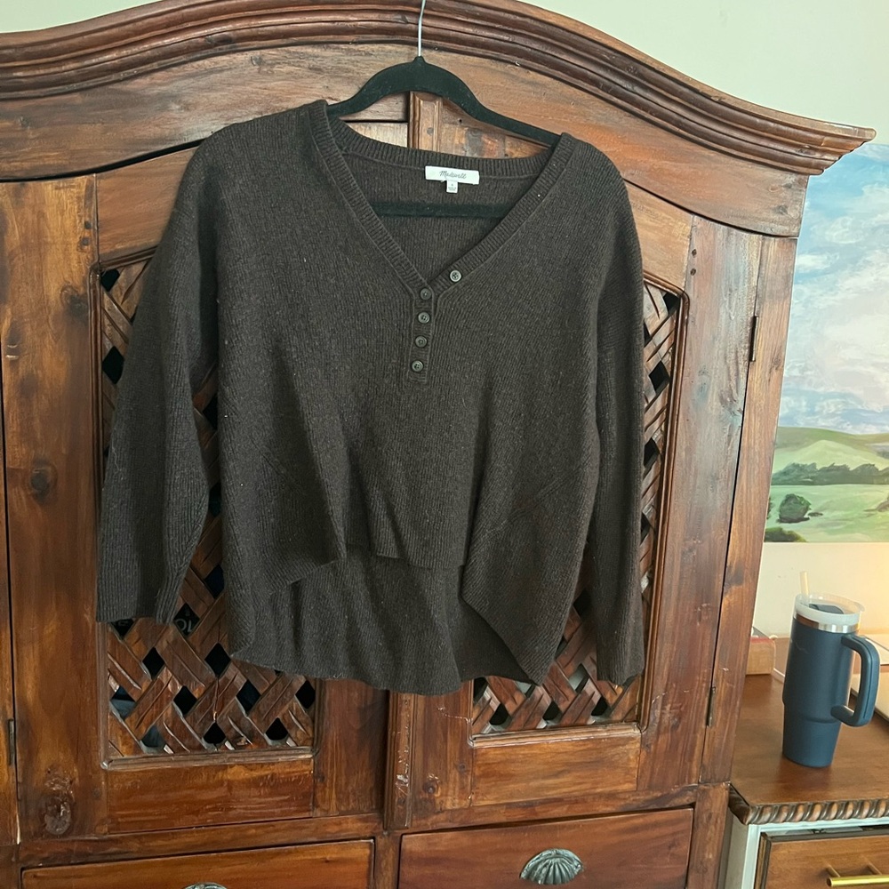 Dark Brown Madewell V-Neck Sweater